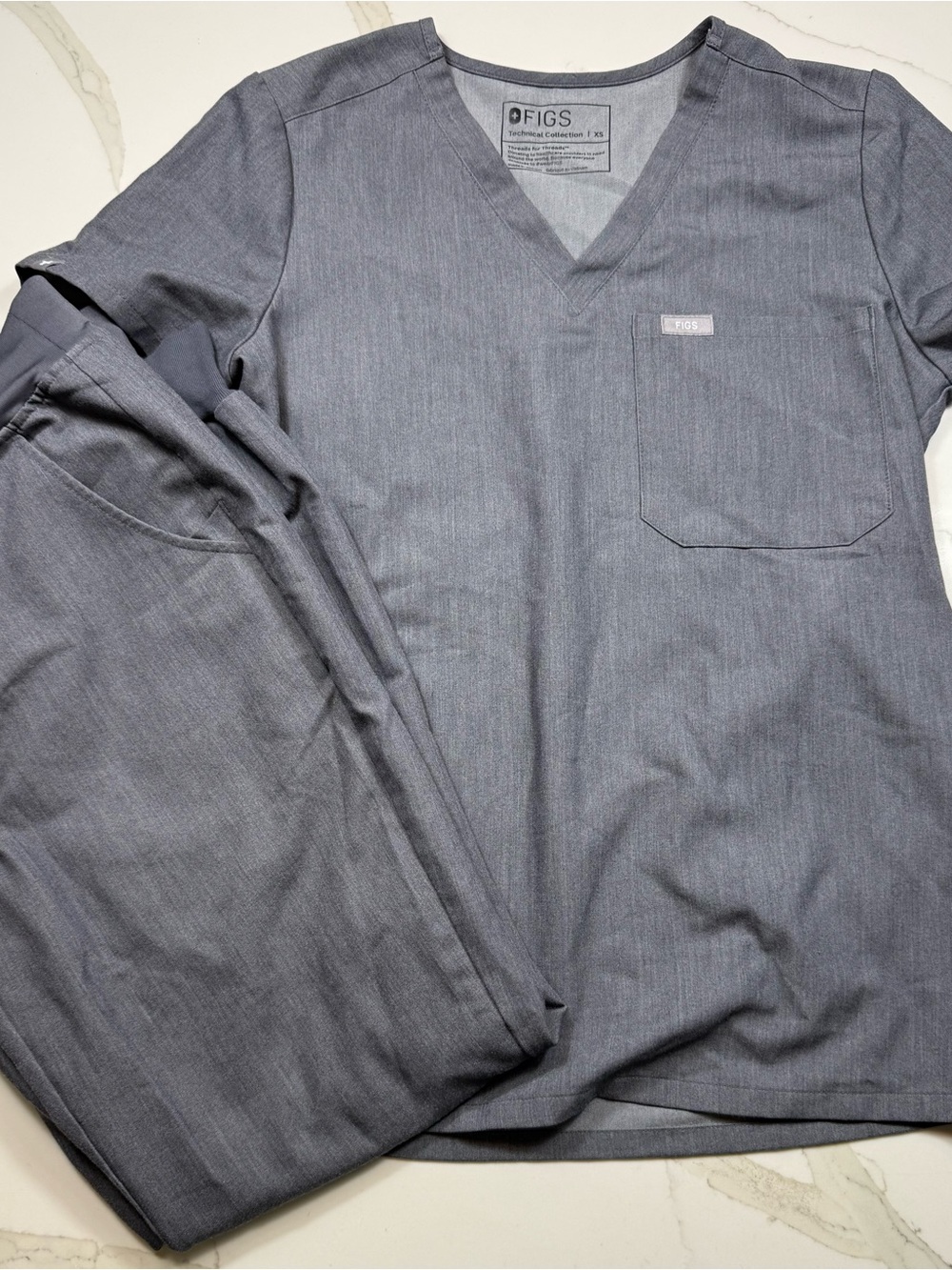 FIGS Grey V-Neck Scrub Set